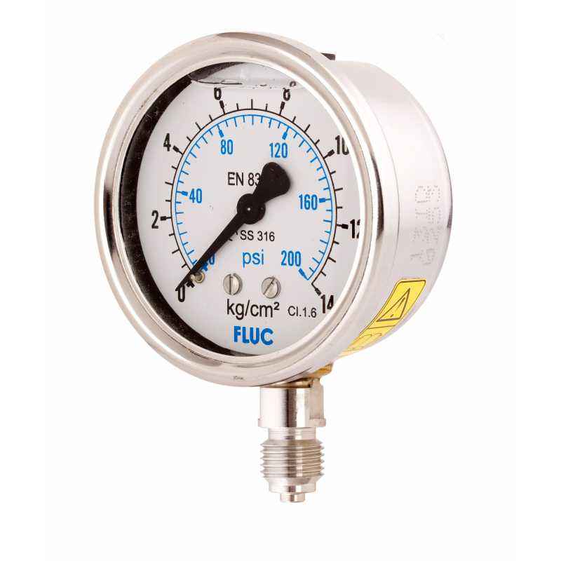 FLUC 0 to 200 psi Pressure Gauge, F63-GFS-S-L-13-L