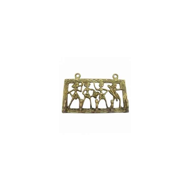 Smart Shophar 11Cm Dhokra Brass Gold Wall Hook with 5 Khunties, 54622-WMK-HLH