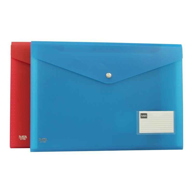 Saya Blue, Red Expanding Clear Bag Quadraple, Dimensions: 250 x 20 x 375 mm (Pack of 24)