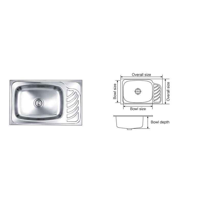 Nirali Eureka Anti Scratch Finish Kitchen Sink, Bowl Size: 610x457x255 mm