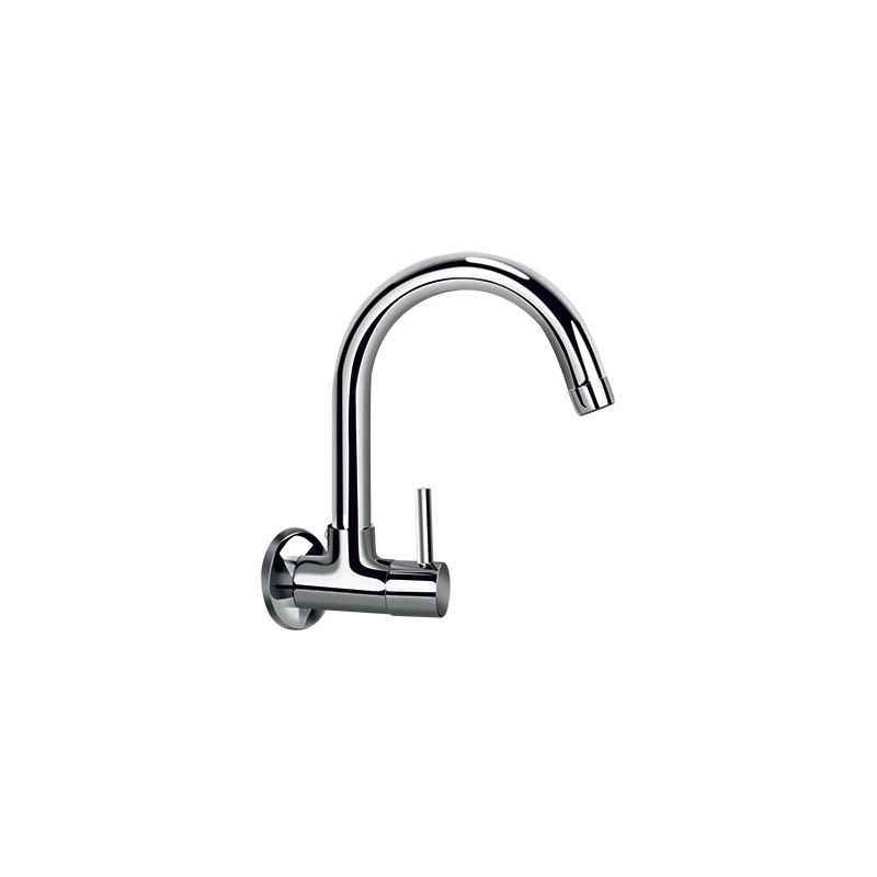 Kerovit Nucleus Quarter Turn Sink Cock Wall Mounted With Swivel Spout, 111025-CP