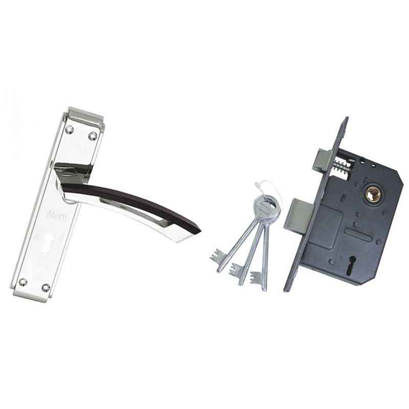 Atom 6 Lever Stainless Steel Satin Finish Mortise Lock Set with 3 Keys, O-104