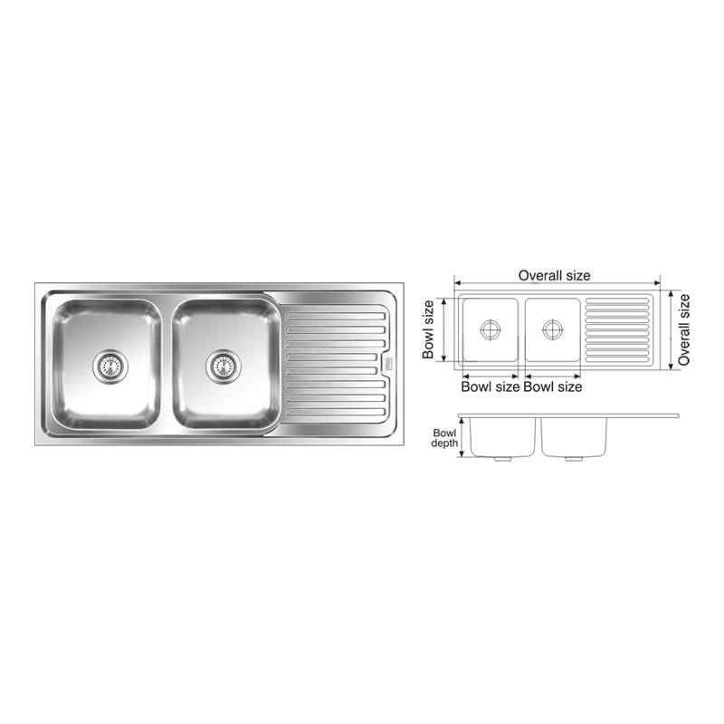 Nirali Graceful Elegance Satin Finish Kitchen Sink, Size: 1370x457mm