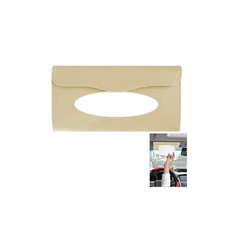 Car Sun Visor Tissue Paper Box Case (Beige)