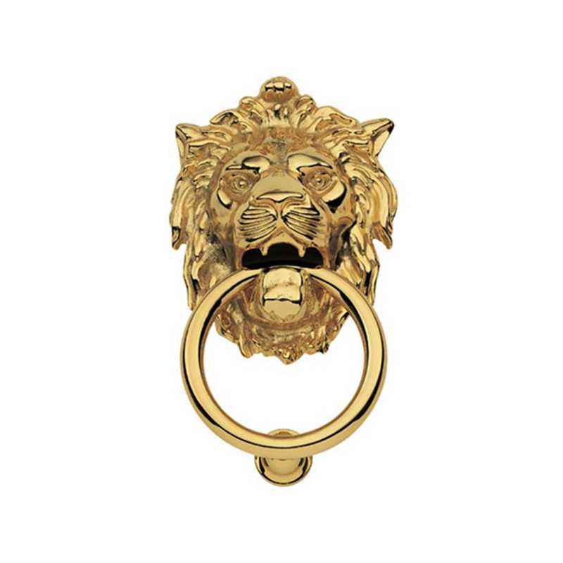 Smart Shophar 7.5 Inch Brass Gold Lion Mouth Door Knocker, 50608-DKNM-GL07