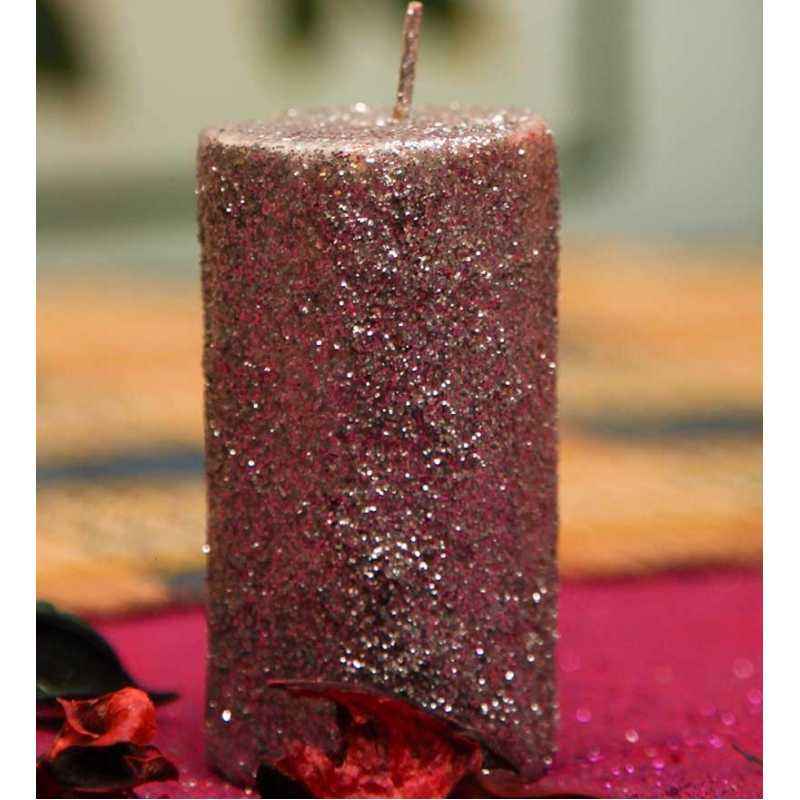 Riflection 2 Inch Silver Decorative Pillar Shaped Sparkle Candle, 1270