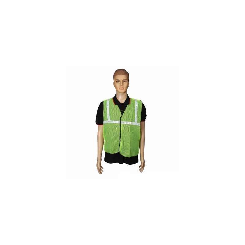 Kasa Life 1 Inch Net Type Green Reflective Safety jacket, KL-1NG