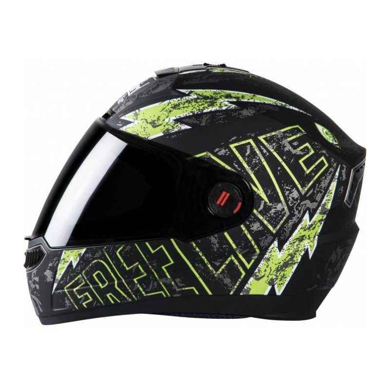 Steelbird SBA-1 Freelive Matt Black Green Full Face Helmet, Size (Medium, 580 mm)