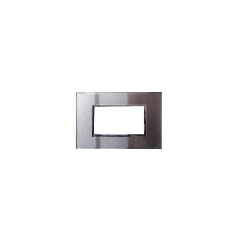 Legrand Arteor 4 Module Stainless Steel Finish Square Cover Plate With Frame, 5757 36