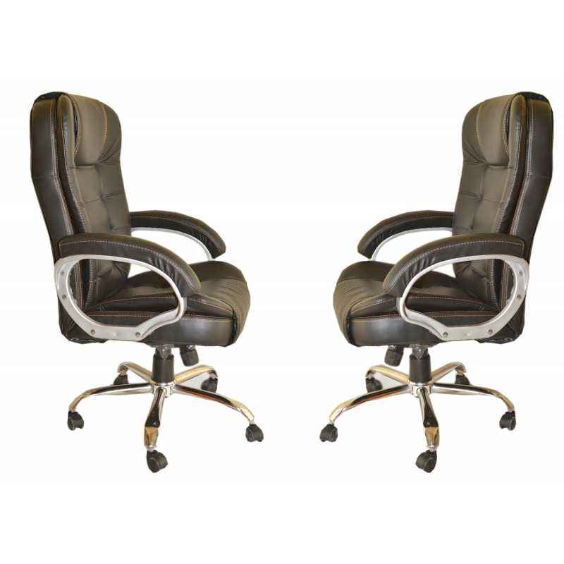 Mezonite High Back Cushioned Leatherette Black Meeting & Office Chair (Pack of 2)