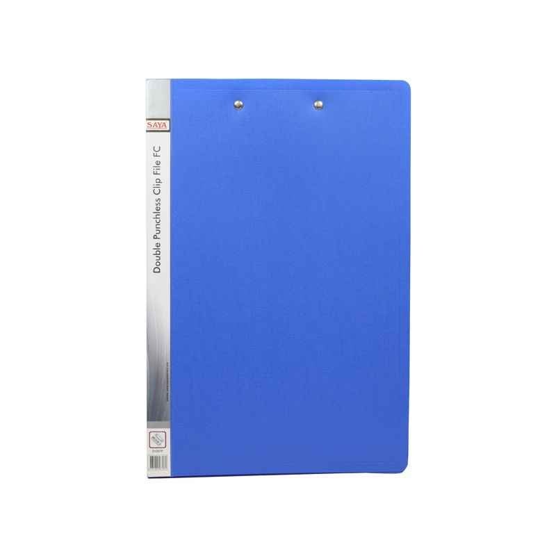 Saya Blue Double Punchless Clip File F/C, Dimensions: 240 x 20 x 360 mm (Pack of 2)