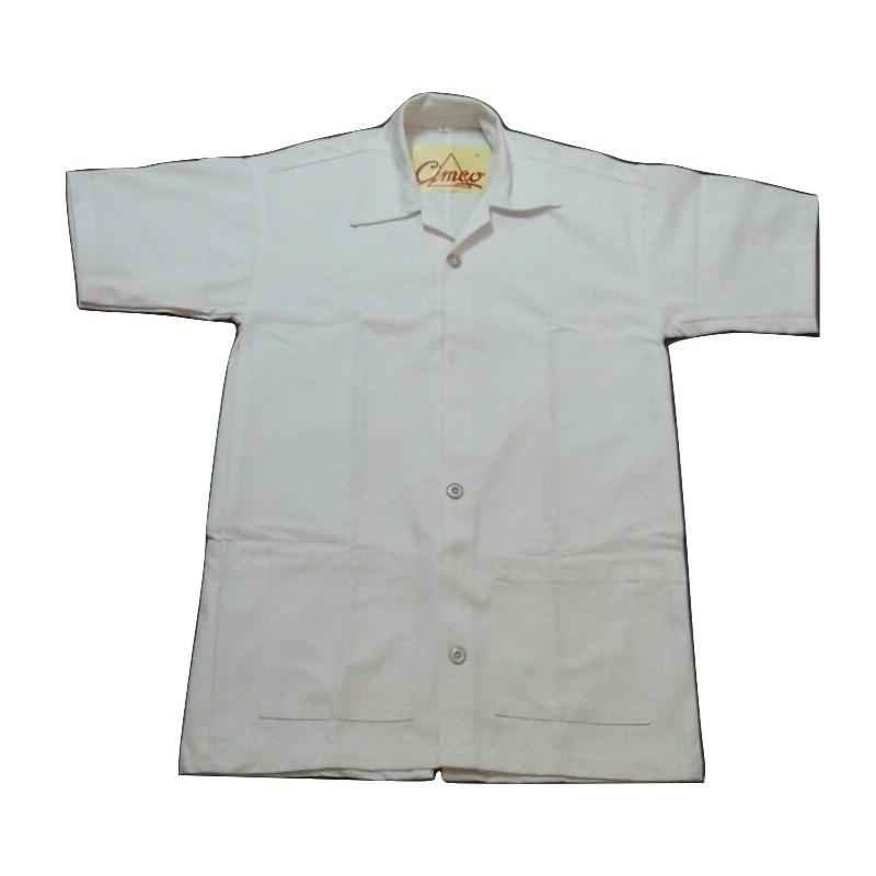 Ishan White Cotton/Satin Fabric Half Sleeve Lab Coat, 5444, Size: Large