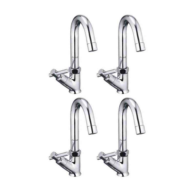 Snowbell Tarim Brass Swan Neck Pillar Faucet (Pack of 4)