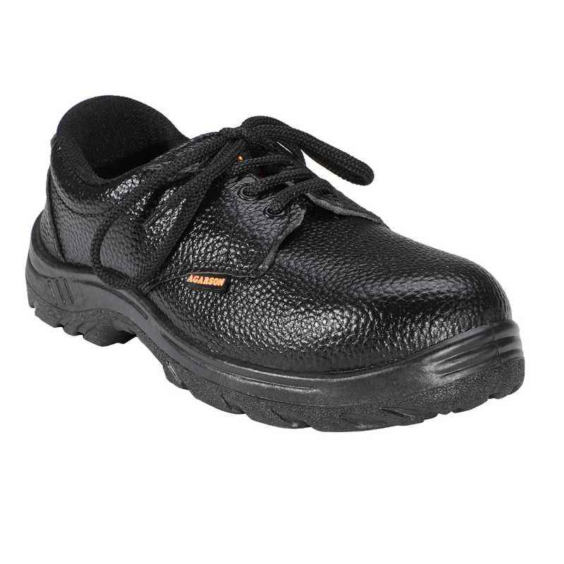 Agarson Power Steel Toe Black Work Safety Shoes, Size: 8