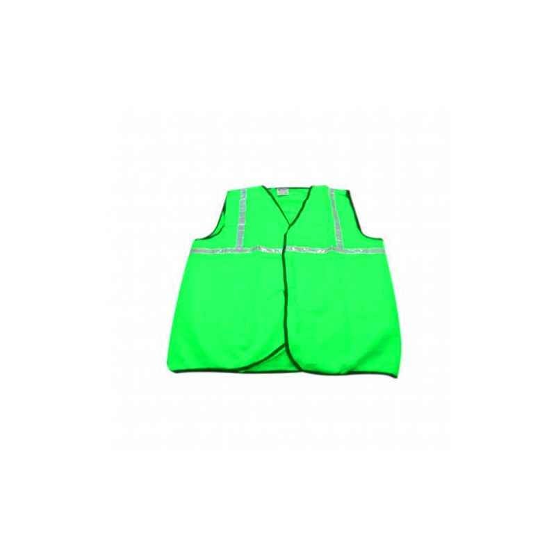 Men Safe Green Safety Jacket, Tape Size: 1 Inch (Pack of 5)