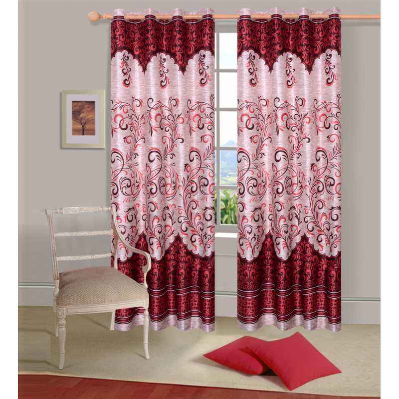 IWS Red Designer Collection Polyester Eyelet Door Curtain Set, CTD1724