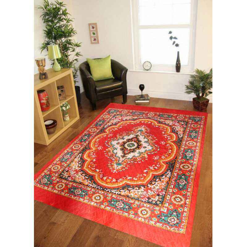 IWS Red 3 Layer Quilted Traditional Design Carpet, CRT128