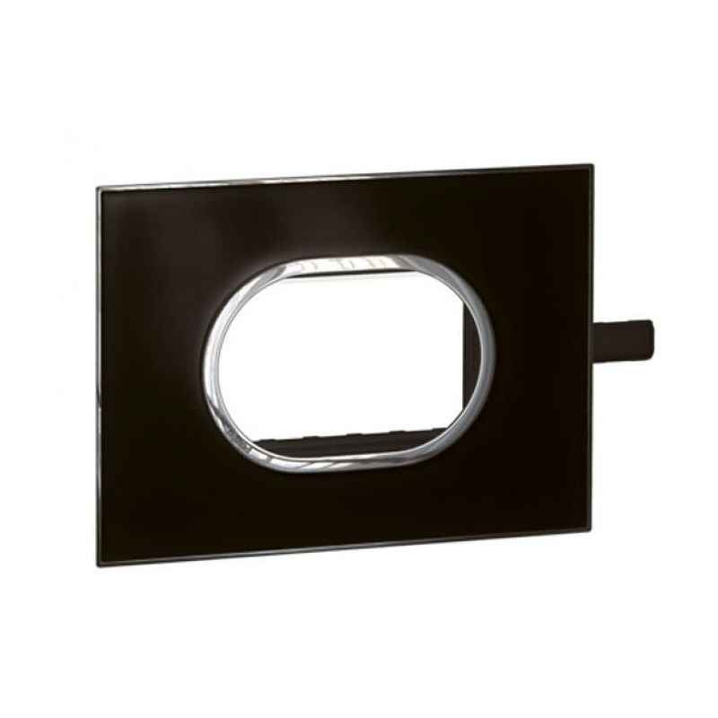 Legrand Arteor 3 Module Mirror Finish Black Round Cover Plate With Frame, 5759 13