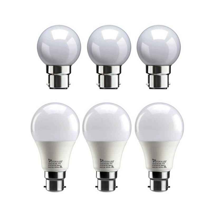 Syska 15W B-22 LED Bulbs (Pack of 3) & (Free 3 Pcs 0.5W LED Bulbs)