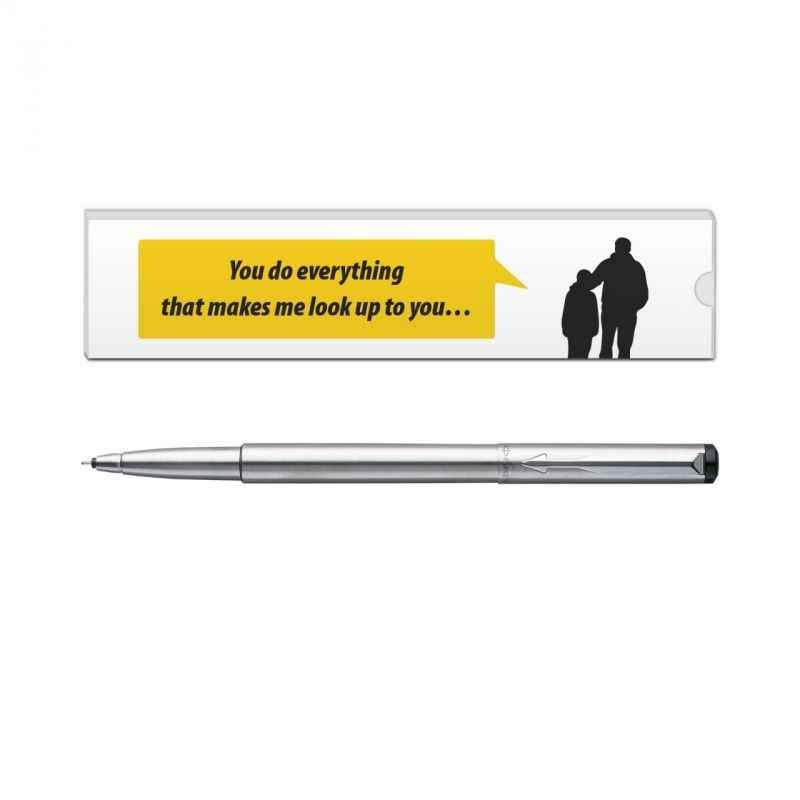 Parker Vector Stainless Steel CT Roller Ball Pen with Dad Quote-7, 9000020201
