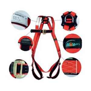 UFS Red & Black Full Body Safety Harness with Polyamide Lanyard, USP 16-Double USP 208