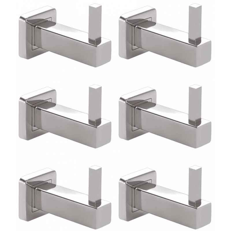 Abyss ABDY-1059 Glossy Finish Stainless Steel Robe/Cloth Hook (Pack of 6)