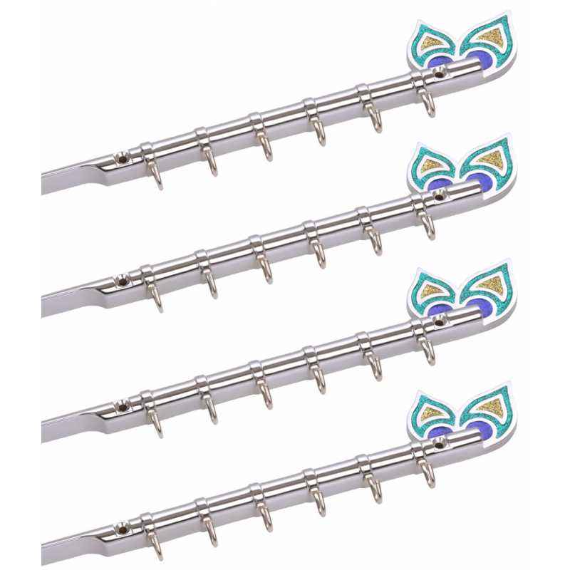 Abyss ABDY-0502 Glossy Finish Stainless Steel Flute Design Hook (Pack of 4)