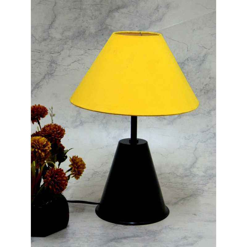 Tucasa Black Metal Table Lamp with Yellow Shade, LG-758