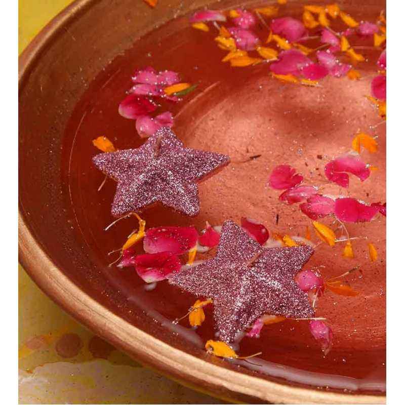 Riflection Pink Decorative Star Shaped Sparkle Floating Candle (Pack of 2)
