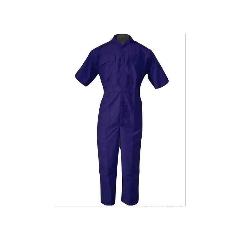 Ishan Navy Blue Cotton Half Sleeve Fabric Boiler Suit, 5404, Size: M