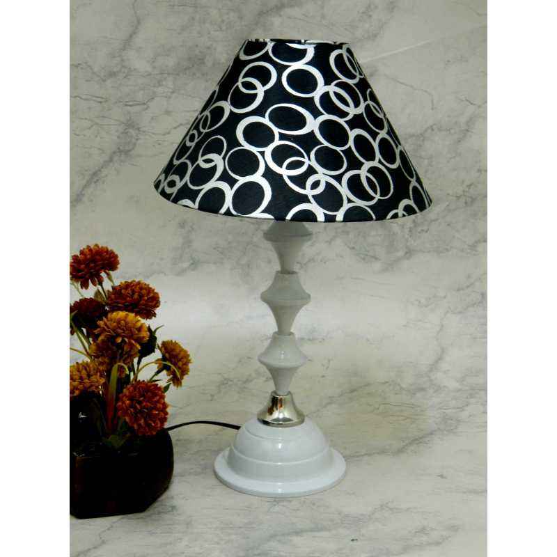 Tucasa Classic White Lamp with Black & Silver Shade, LG-728