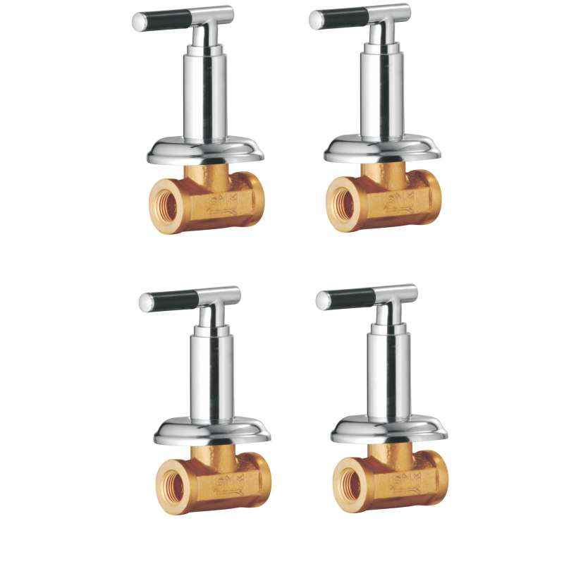 Apree Art Silver Brass 15mm Concealed Stopcock (Pack of 4)