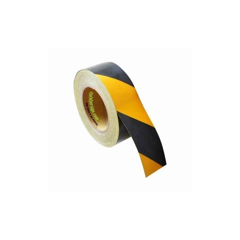 Clickforsign 50mm Yellow & Black Hazard Reflective Tape, Length: 10 ft