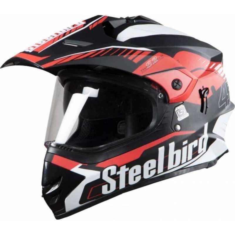 Steelbird 42 Airborne Matt Black Red Full Face Bike Helmet, Size (Large, 600 mm)