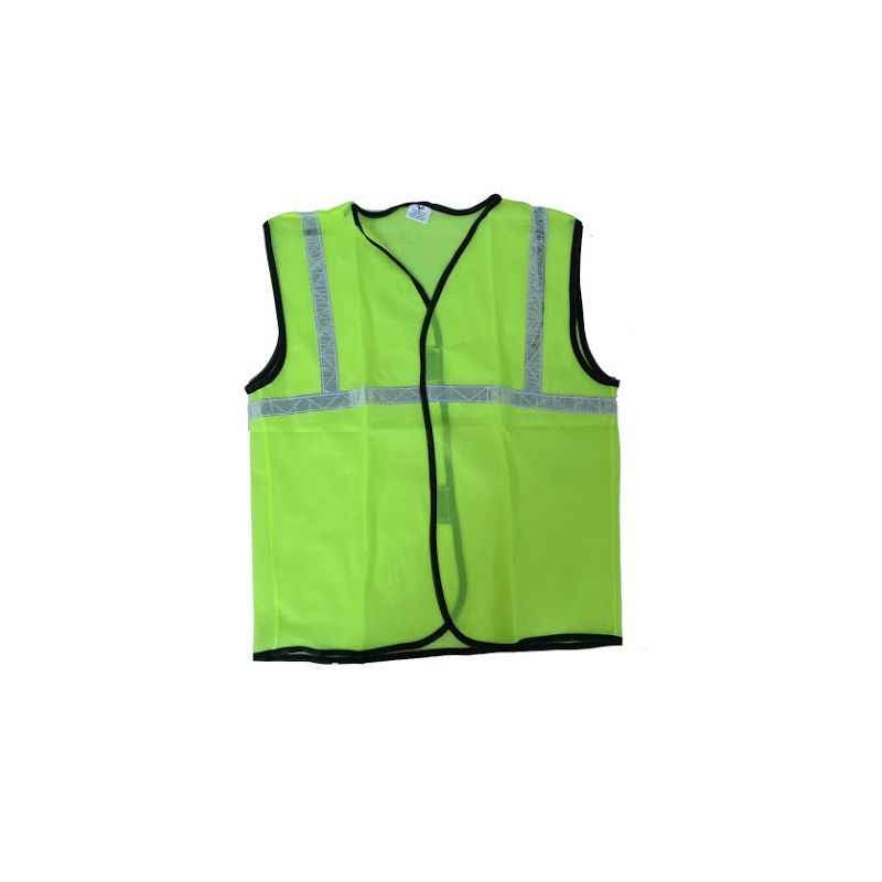 KT Green Safety Reflective Jacket with 1 Inch Tape (Pack of 10)