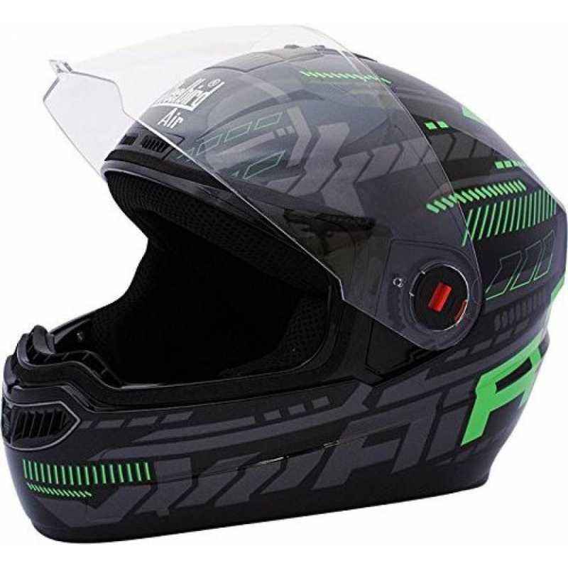 Steelbird SBA-1 Matt Black Green Full Face Helmet, Size (Medium, 580 mm)