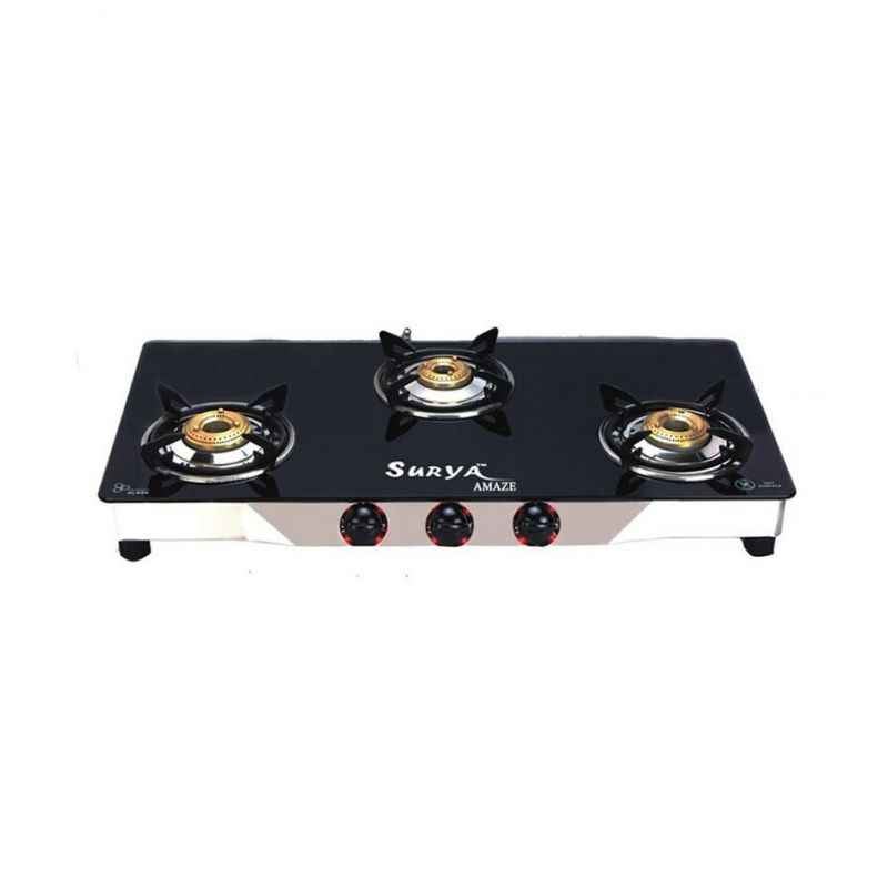 surya 3 burner glass top gas stove price