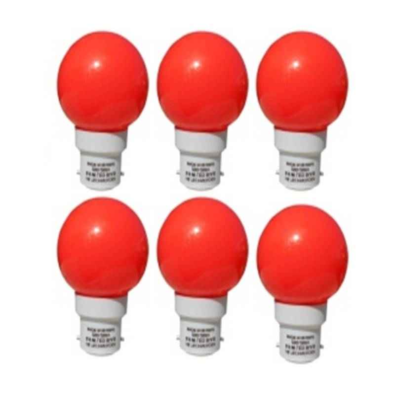 HB Technology 0.5W B-22 Red LED Bulbs, (Pack of 6)