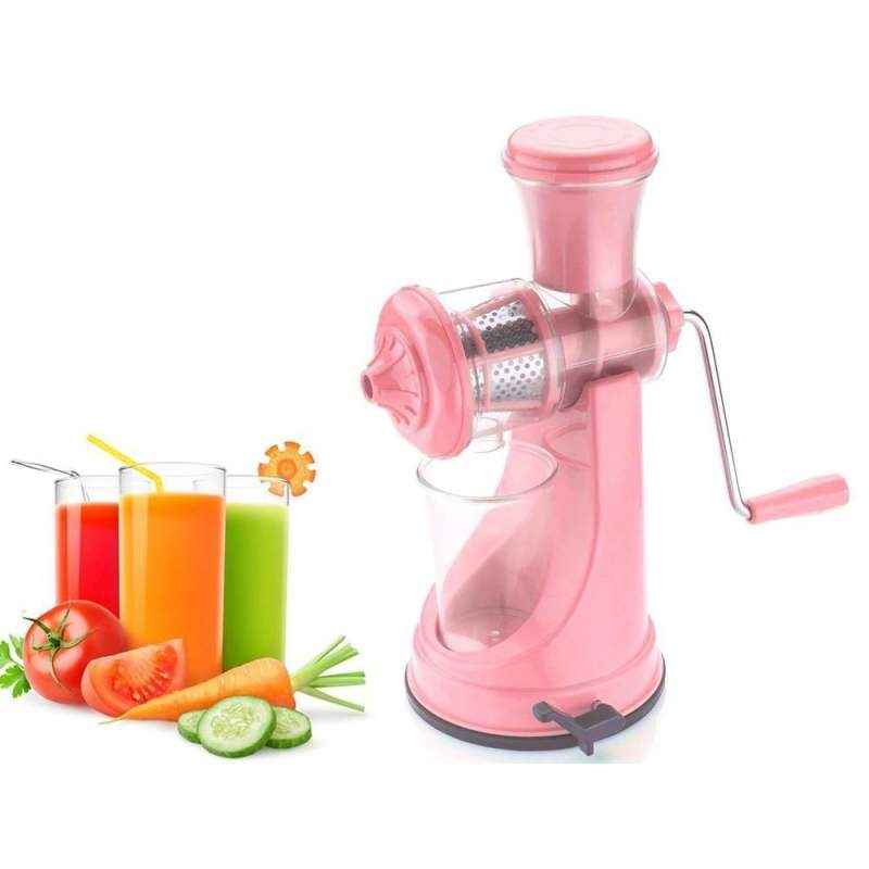 SM Elegant Pink Manual Hand Fruit Juicer (Steel Handle & Vacuum Lock)