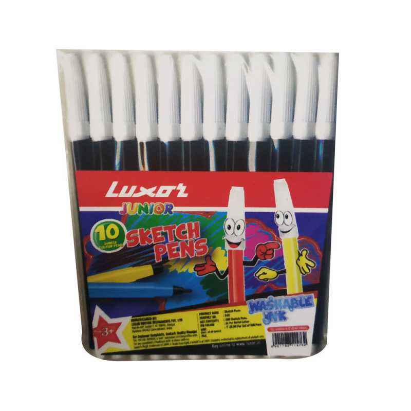 LUXOR JUNIOR SKETCH PENS SET OF 10 SINGLE COLOURBLACK SKETCH PENS PACK  OF 6 SET  Amazonin Office Products