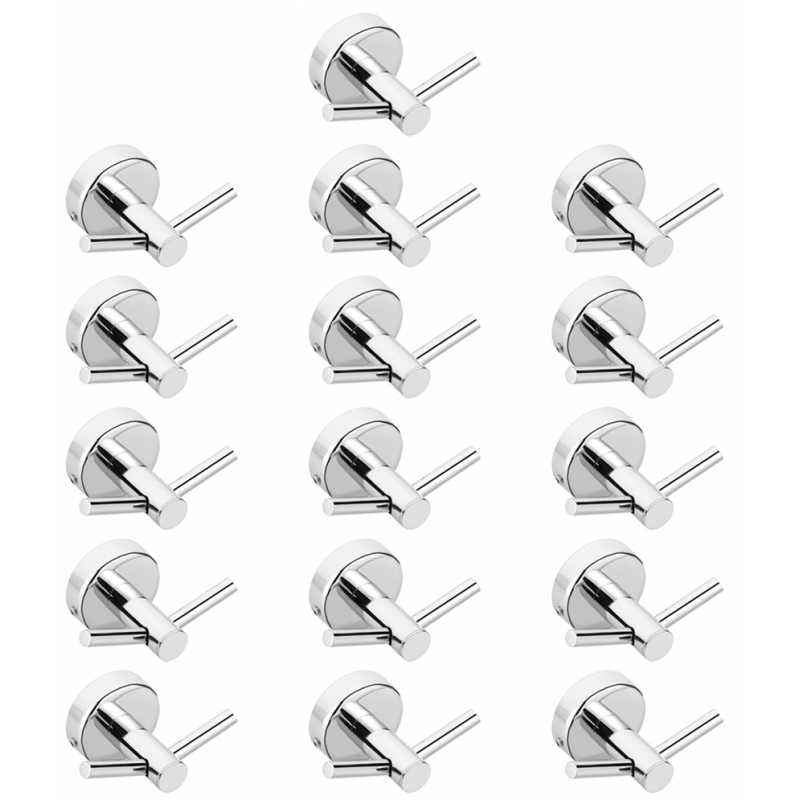 Abyss ABDY-1631 Chrome Finish Stainless Steel Robe Hook/Twin Hook (Pack of 16)