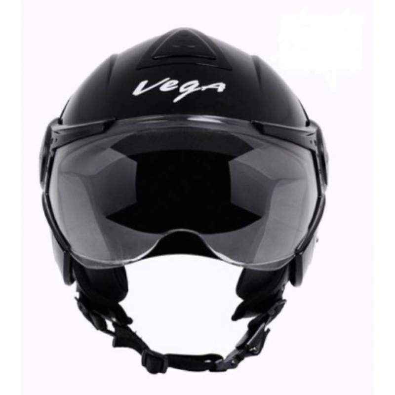 Vega Verve Motorsports Black Open Face Helmet, Size (Medium, 580 mm)