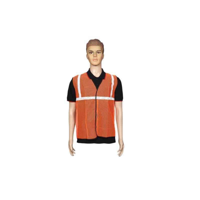 Kasa Life 1 Inch Fabric Type Orange Reflective Safety Jacket