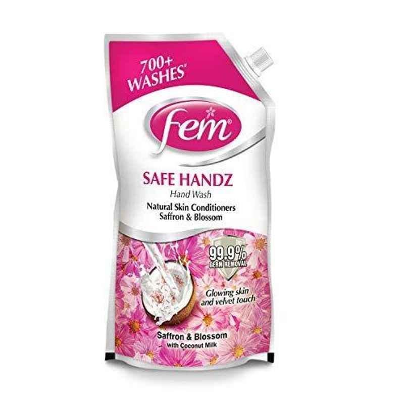 Dabur Fem Safe Handz 900ml New Blossam Hand Wash Pouch, FM092900T (Pack of 12)
