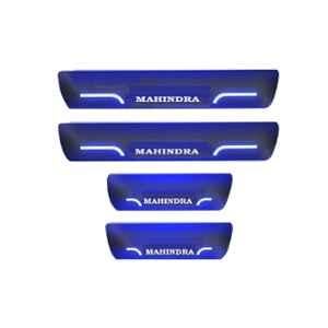 Car Accessories Hub 4 Pcs Acrylic Black Sill Scuff Plate Set with Blue LED for Mahindra All Models