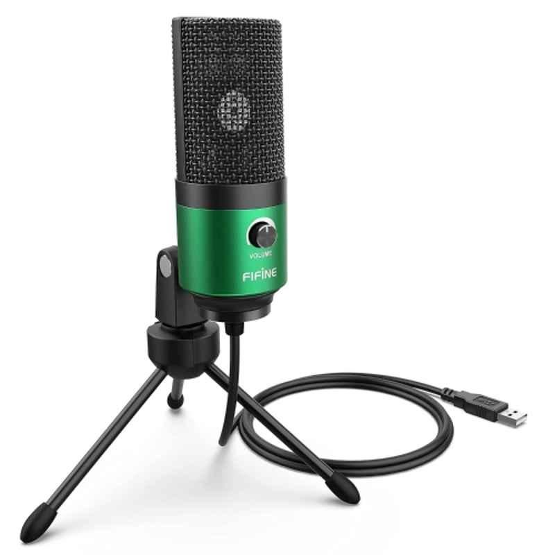 Fifine 70dB 20KHz Black & Green USB Gaming Microphone with Gain Control, K669G