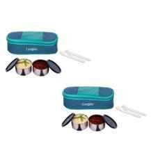 Carrolite 400ml Blue & Black Stainless Steel Lunchbox Buy 1 Get 1 Free, Comboblack_010 (Pack of 5)