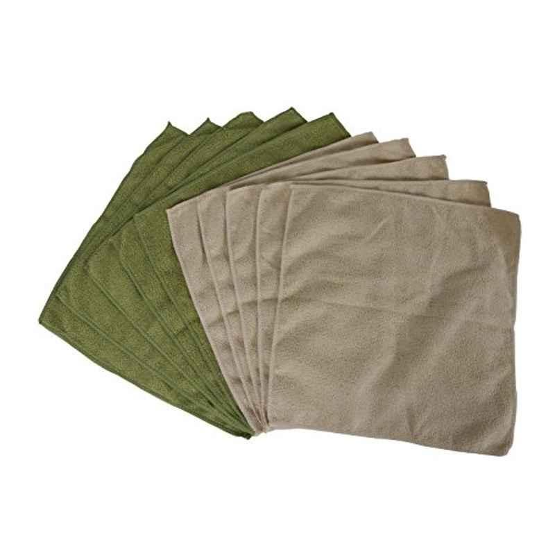 Evriholder Microfiber Green & Tan Lint Free Cleaning Towels, SCM10G-AMZ (Pack of 10)