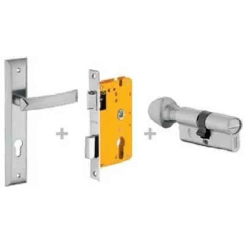 Dorset ML Series Quadra 60mm Stainless Steel Silver Chrome Finish Door Handle Lock Set with Coin & Knob, ML QU