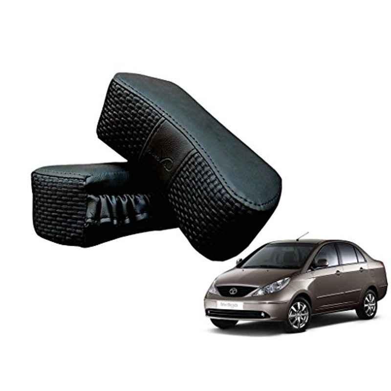 Kozdiko 2 Pcs Memory Foam Black Luxurious Neck Rest Set for Tata Indigo, koz_16525